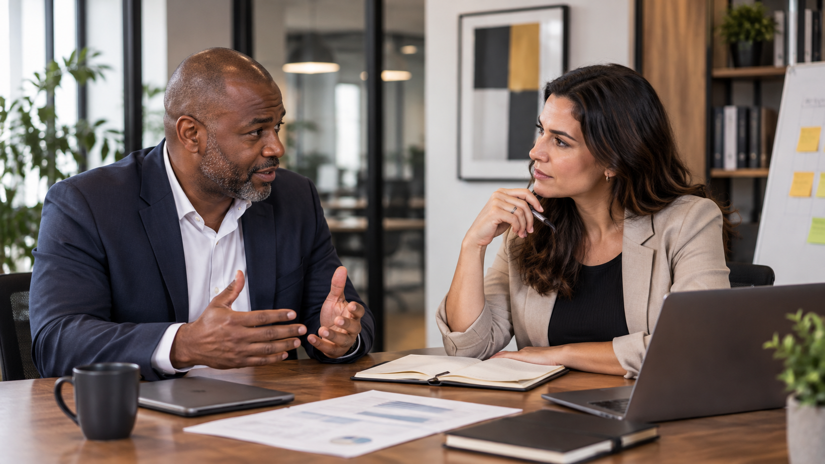 Especialista e cliente em conversa consultiva